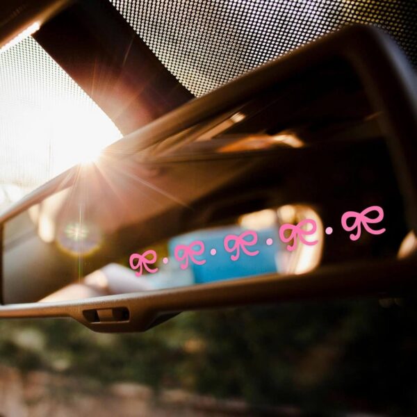 Set 10 Pcs Pink Bows Rearview Mirror Car Decal Cute Bow Girly Motivational Funny Sticker Water Bottle Laptop Window Sticker Vinyl Waterproof 4 Inches Decals for Car Decor - Image 2